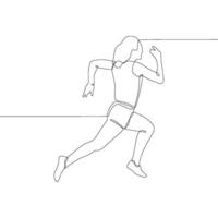 A line drawing of a woman running vector