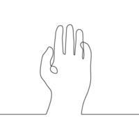 A line drawing of a hand with a finger up vector
