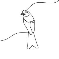 Continuous line drawing of a bird on a wire vector