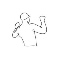 A man in a baseball cap is holding his fist up vector