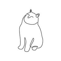 A cat sitting down with its head up vector