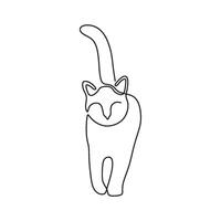 Continuous line drawing of a cat walking vector