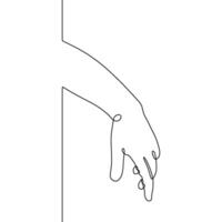 A line drawing of a hand reaching out to touch something vector