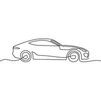 Continuous line drawing of a sports car vector