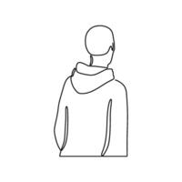 A line drawing of a man in a hoodie vector