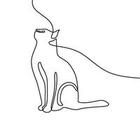 Continuous line drawing of a cat vector