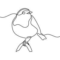 A line drawing of a bird sitting on a branch vector