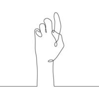 A continuous line drawing of a hand with a finger up vector