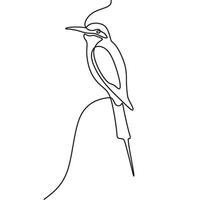 Continuous line drawing of a bird on a branch vector