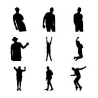 A set of silhouettes of people in various poses vector