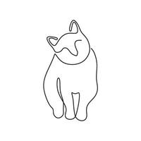 A cat is sitting down in a line drawing vector