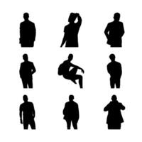 Silhouettes of men in various poses on a white background vector