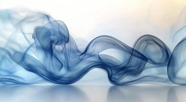 Ethereal blue smoke swirls gracefully against a light background in a modern abstract display photo