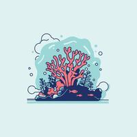 An illustration of coral reefs on a blue background vector