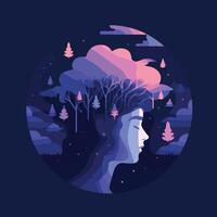 A woman's head with trees and trees in the background vector
