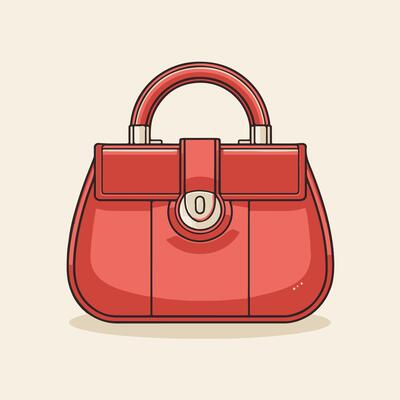 A red handbag on a beige background