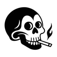 A skull with a cigarette in its mouth vector