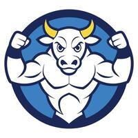 A bull with a strong arm and a blue circle vector