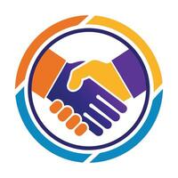 A logo for a company that is called handshake vector