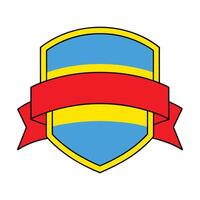 A shield with a red and blue ribbon on it vector