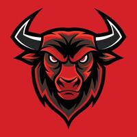 The head of a bull is shown on a red background vector