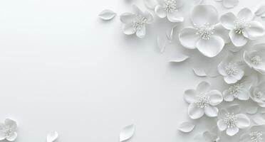 Elegant white flowers arranged artistically on a light background for creative design purposes photo