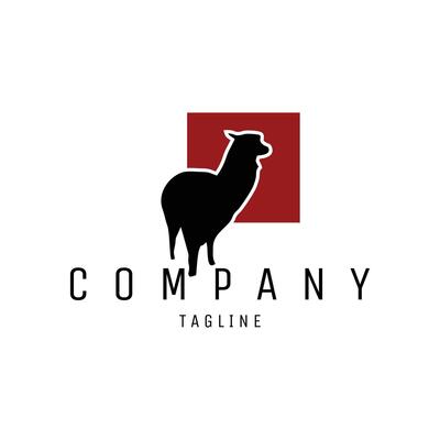 alpaca. isolated white background shown from the side. best for logos, badges, emblems, icons, design stickers, t-shirts.