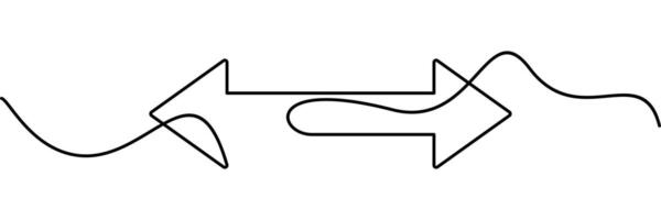 continuous line drawing of horizontal double arrow symbol. abstract line art illustration vector