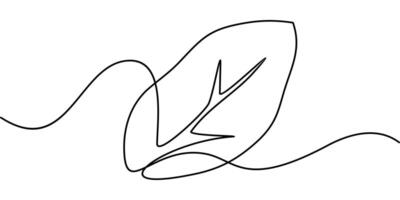 continuous line drawing of a leaf symbol. abstract line art illustration vector