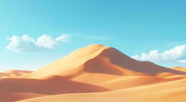 Vast, golden sand dunes under a clear blue sky in a remote desert landscape during daytime photo