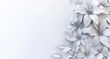 Elegant white flowers arranged artistically on a light background for creative design purposes photo