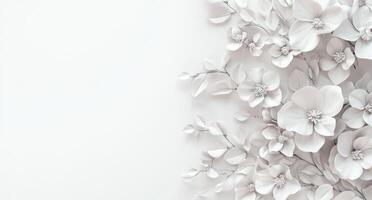 Elegant white flowers arranged artistically on a light background for creative design purposes photo