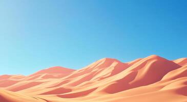 Vast, golden sand dunes under a clear blue sky in a remote desert landscape during daytime photo