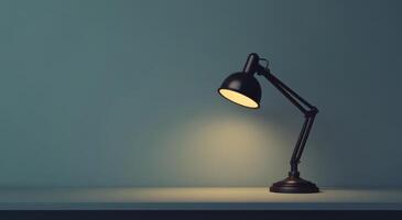 Elegant white desk lamp casting soft shadows on a minimalistic workspace in natural light photo