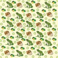 snails, frogs and fruit as a pattern background vector
