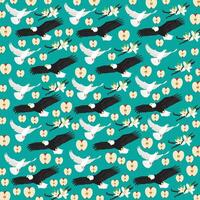 eagle, dove with vanilla and apple as a pattern background vector