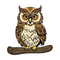 illustration of an owl perched on a tree branch vector