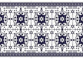 dark blue geometric ethnic fabric seamless pattern on White background, design for cloth, carpet, batik, wallpaper, wrapping etc. vector