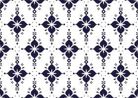 Portuguese ethnic fabric seamless pattern, dark blue design on white background vector