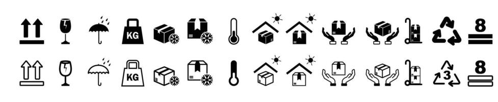 instruction logo sign in box, warehouse and storage instruction icon vector