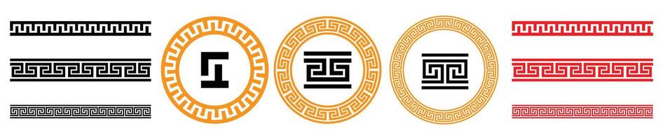chinese ornament border frame line pattern vector