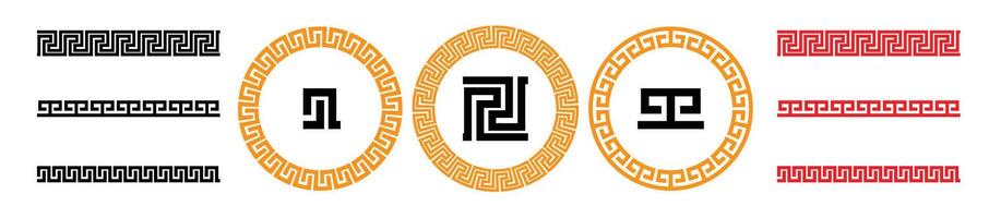 chinese ornament border frame line pattern vector