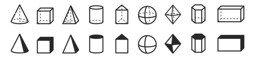 3d shape mathematic icon bungle black symbol vector