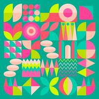 Geometric Abstract Background with Cool and Fun Color Palette. Suitable for cover, poster, banner, template, flyer, brochure, wallpaper, web design, etc. vector