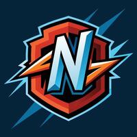 The logo for the n, with lightning bolts vector