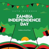 Zambia Independence Day. 24th October Celebration Banner, Post with Its Flag and Text in Flag Colours. The Day Commemorates Zambia's Independence Achieved in 1964 vector