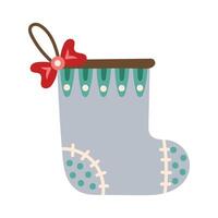 Christmas Gift Sock With Red Bow. Isolated element for design of cards, patterns, banners. Christmas and New Year. illustration. vector