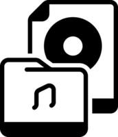 Solid black icon for music file vector