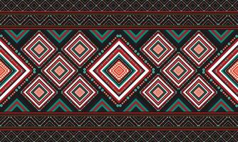 Ethinic Abstract Orange,Green and Yellow Tone rug pattern on black background. Ikat Aztec print. Scandinavian seamless pattern. Ethnic ornament. tribal Scandinavian geometric ikat pattern. vector