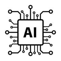 Artificial intelligence AI processor chip icon symbol for graphic design, logo, web site, social media, mobile app, ui illustration vector